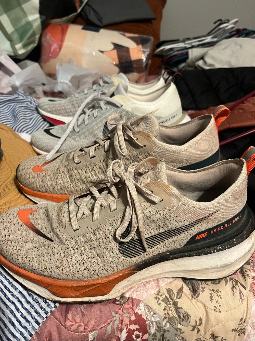 Nike Men’s Invincible Run 3 Running Shoes - Tan with Orange and Black Accents